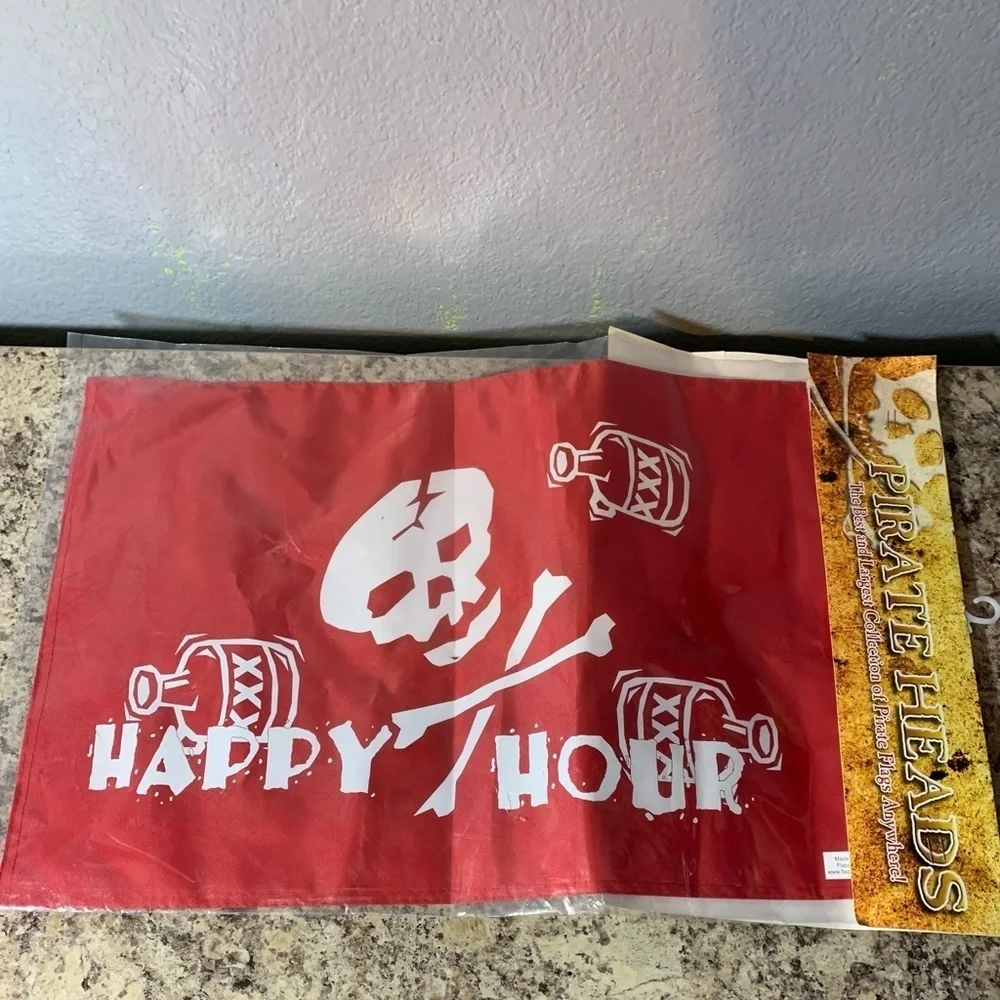 Flappin Flags: Happy Hour 2 sided Red/White Skull Water Resistant Flag